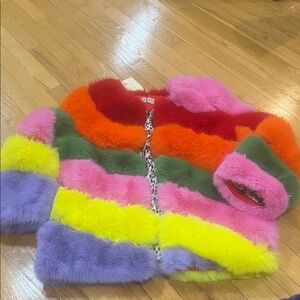 NWT Jayley Colorful Women’s Fur Jacket One Size fits all